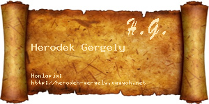 Herodek Gergely névjegykártya